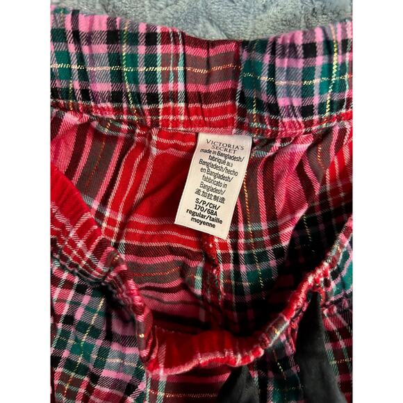 Victoria's Secret 2 pc Holiday Pj's Size S Festive Red, Green and Gold Plaid - Picture 8 of 8